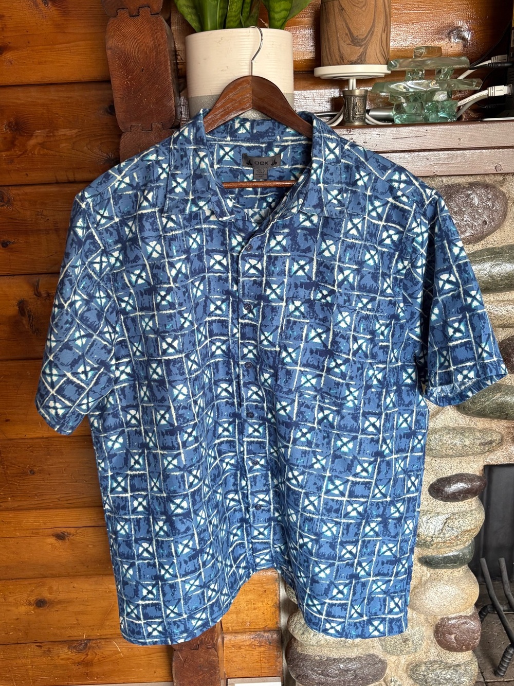 Resort Coastal Dad Geometric Button Up Shirt XL